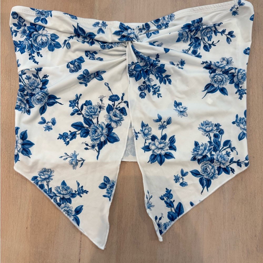 SHEIN White and Blue Floral Dress